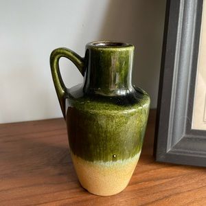 Vintage Mid Century Scheurich Vase in Greens and Tan Glaze, West Germany 1960s
